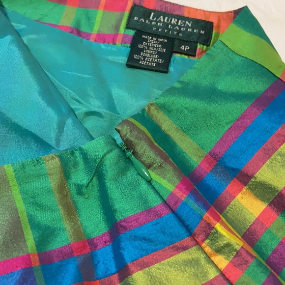 Ralph Lauren silk plaid skirt 4p - Picture 4 of 6